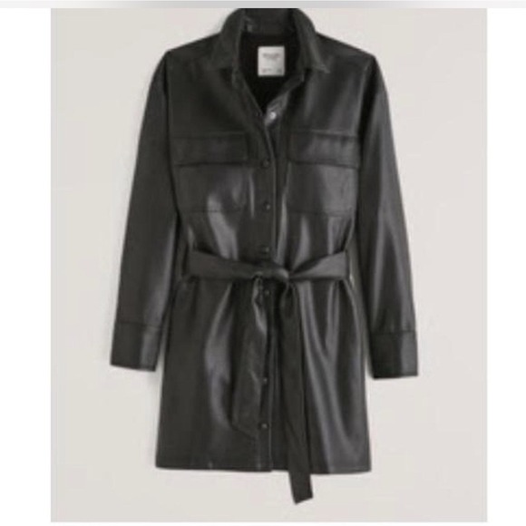 Abercrombie & Fitch Dresses & Skirts - Abercrombie & Fitch Faux Vegan Leather Shirt Dress Belted‎ Shacket Medium